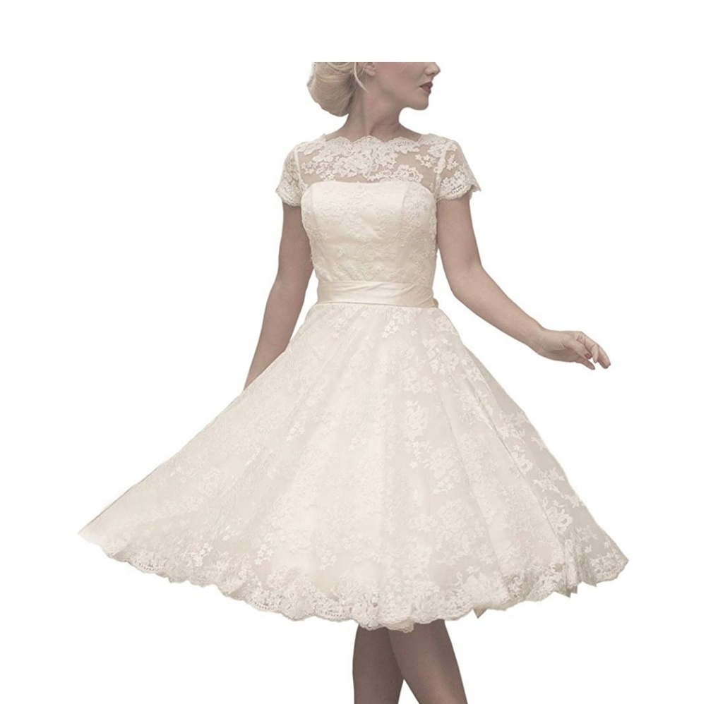 VISION Vintage Style White Fit and Flare Dress